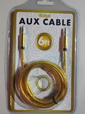 edge Gold Braided 6ft AUX Audio Cable - 3.5mm Stereo